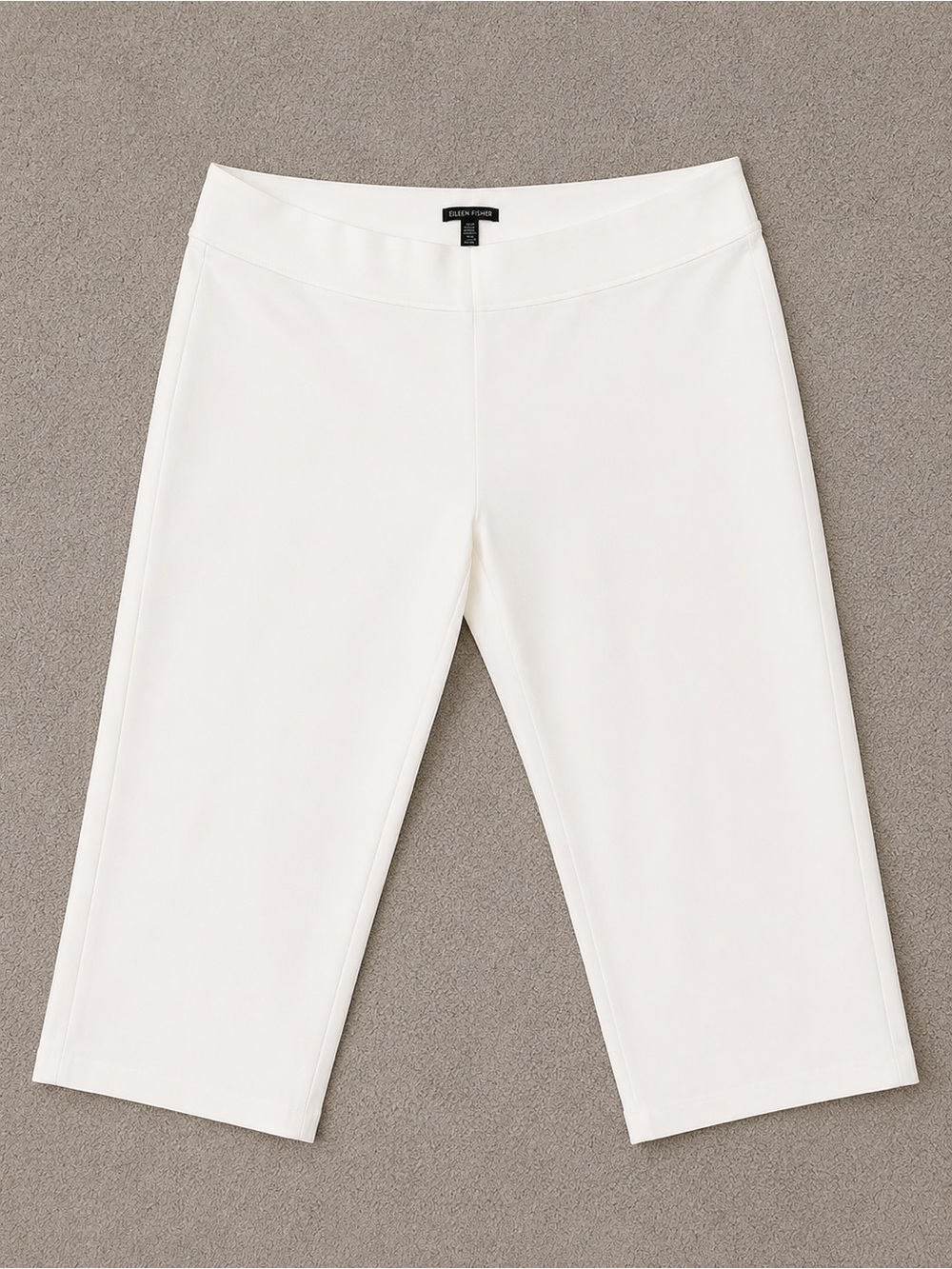 Eileen Fisher White Pull-On Cropped Pants XL Stretch Knit Wide Waist Capri